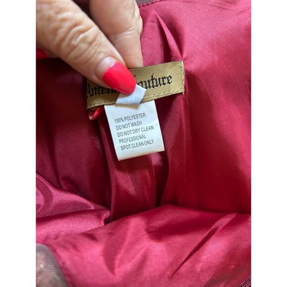 Amelia Couture Burgundy Beaded Evening Gown Formal Dress - Size 6 - Picture 9 of 16